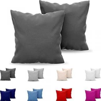 Dreamzie - Set de 2 x Funda de Almohada 80x80 cm, Gris Antracita, Microfibra