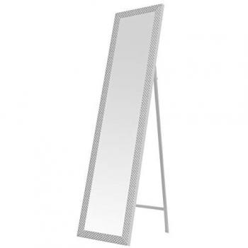 Espejo de Pie Rectangular Blanco Texturizado de Plástico PE, 37x157 cm, Moderno para Dormitorio y Salón