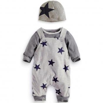 Covermason Recién Nacido Bebé Conjuntos Rayas Camisetas Pantalones de babero Sombrero