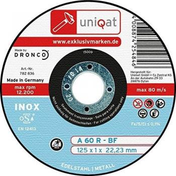 Dronco AS60TINOX115-PACK Discos de Corte Metal, As 60 T Inox Special Express, 115 Mm Diámetro, 1 Mm Espesor, 22.23 Mm Diámetro Eje, 13,280 RPM, Set de 10