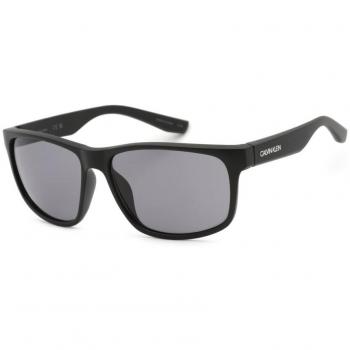 Calvin Klein Mens CK19539S 001 Black Sunglasses - One Size, Rectangle Matte Black Smoke Grey