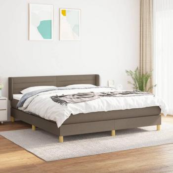 Cama box spring de muelles con colchón Tortera 160x200 cm en tela gris taupe