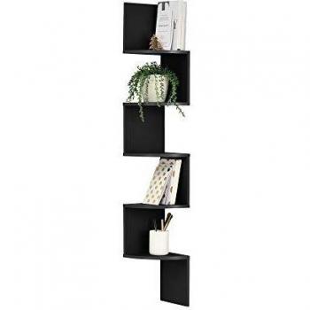 Estantería de pared retro negro mate 123x19,5x19,5 cm