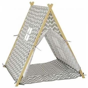 Tienda Tipi Infantil con Alfombra - Tienda de Campaña Interior para Niños Gris OSS02-HG