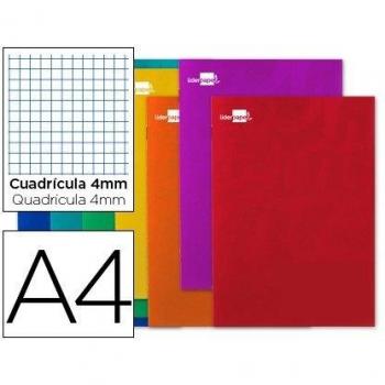 Libreta liderpapel smart a4 tapa blanda 80 hojas 60g/m2 cuadro 5 mm con margen colores surtidos