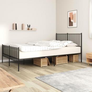 vidaXL Metal Bed Frame without Mattress with Footboard Black 150x200cm