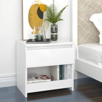 vidaXL Bedside Cabinets 2 pcs High Gloss White 40x30x39 cm Engineered Wood