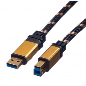 Cable USB 3.2 Gen 1 Roline Oro 0,8 m Tipo A a Tipo B