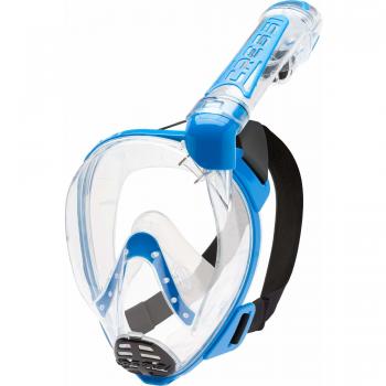 Cressi Duke Dry Full Face Mask Mascara de Buceo Snorkel Seca Cara Completa, Unisex Adulto, Transparent/Azul, M/L