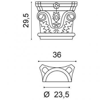 Capitel Corintio Decorativo de Estuco para Media Columna K1121 - Orac Decor, 36x30x18,3 cm, Espuma Sólida, Blanco, Estilo Luxxus