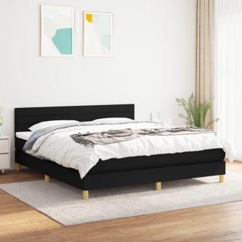 Cama box spring con colchón negro 180x200 cm en tela