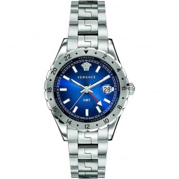 Versace Blue Stainless Steel GMT Watch, Gray male, Size: ONE SIZE