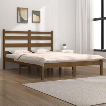 Cama de madera maciza de pino marrón miel 120x200 cm