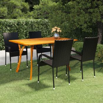 5 Piece Black Garden Dining Set