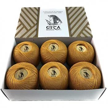 Ovillo de Algodón 100% Giza de 50g en colores sólidos (Nº5, Nº8, Nº12) - Suave y Resistente - Fabricado en España - Caja de 6 Ovillos (Color104