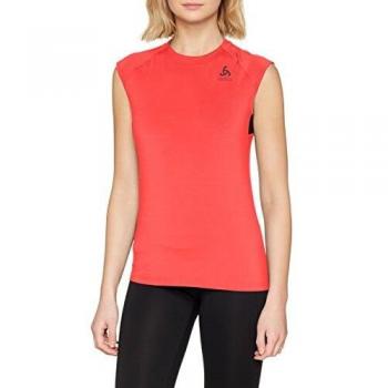 Odlo Bl Top Crew Neck S/S Ceramicool Camiseta, Mujer, Fiery Coral/Black, XS