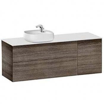 Lavabo posición izquierda + Mueble base 2 cajones + 1 Puerta Beyond Roca, 140 x 50 x 52 centímetros, color roble