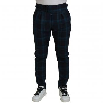 Dolce & Gabbana Slim Fit Blue Purple Plaid Wool Trousers Pants - IT46 | S