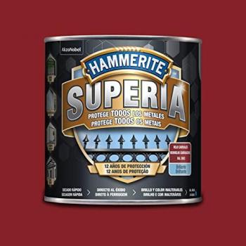 Hammerite Superia Esmalte Antioxidante al Agua Brillante Rojo Carruajes 2,5 L Protección Antióxido hasta 12 años