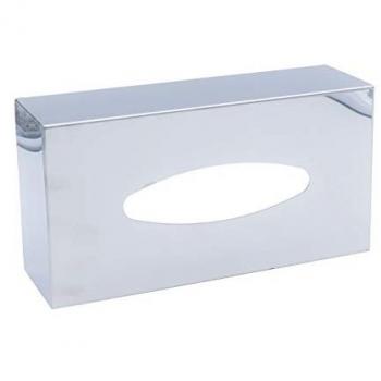 Caja para pañuelos desechables Classic de acero inoxidable brillante, cromo mate, dimensiones aproximadas 26 x 13,5 x 7,8 cm