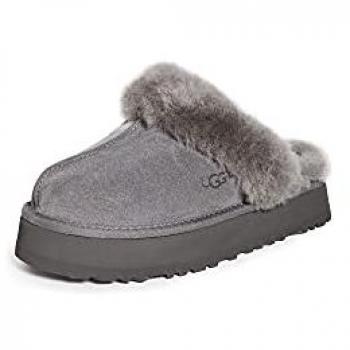 UGG Women's Disquette Grey Sheepskin Slippers Size 9