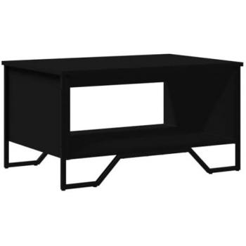 Mesa de centro de madera de ingeniería negra 75x51x40 cm