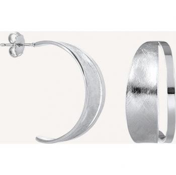 Pendientes Essentials Vidal & Vidal en acabado de plata semiaro rayado - Elegantes y modernos pendientes de aro de 30mm con brillo plateado, diseñados por Vidal & Vidal