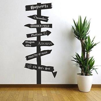 Harry Potter Inspirado Cartel vinilo adhesivo para pared Hogwarts Ministerio De Magia Azkaban olivanders 9 3/4 quiddich Dumbledore, vinilo, Blanco, 40h x17.5w
