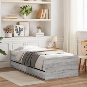 Cama solar con cajones gris Sonoma 90x190 cm