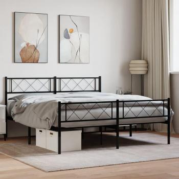 Cama con cabecero y pie de cama de metal negro 140x190 cm