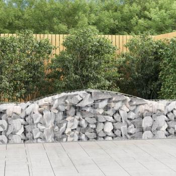 Cestas de gaviones 7 uds forma de arco hierro dimensiones 400 x 30 x 40/60 cm, 400 x 30 x 60/80 cm, 400 x 30 x 80/100 cm y color