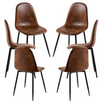 Pack 6 Sillas Comedor Black Teok Polipiel Marrón Vintage
