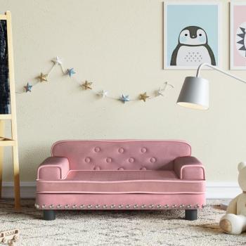 Sofá para niños de terciopelo rosa 70x45x30 cm