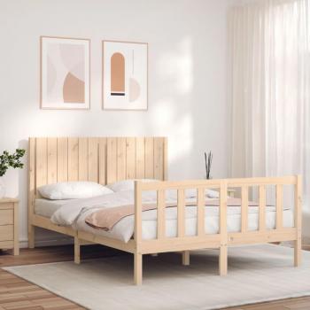 Cama solar sin colchón 140x200 cm en madera maciza de pino, Estructura de cama con cabecero madera maciza 140x200 cm Vidaxl Marrón