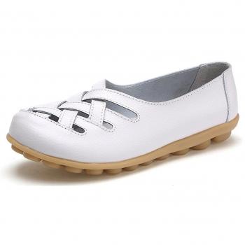 Mocasines de Cuero Mujer Loafers Casual Zapatos de Conducción Cómodos Zapatillas del Barco