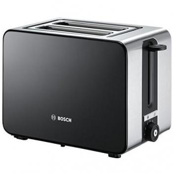 Bosch TAT7203 - Tostador compacto de acero inoxidable, 2 ranuras, autoapagado de seguridad, 1050 W, color negro grafito