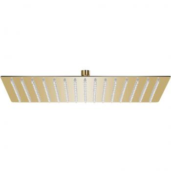 Cabezal de ducha efecto lluvia cuadrado dorado de acero inoxidable 40x30 cm