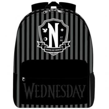 Mochila Casual Unisex Wednesday Negra 32 x 12 x 42 cm