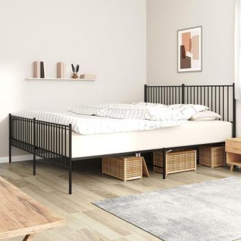 Cuadro redondo con cabecera y pediera de metal negro 200x200 cm, estructura de cama con cabecero y pie de cama en metal negro 200x200 cm