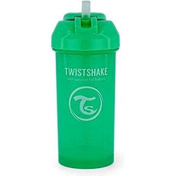 Twistshake Straw Cup Vaso de Aprendizaje para Beber con Antiderrame Boquilla con Silicona Pajita 360 ml, Taza de Entrenamiento para Sorber para Bebé, Sin BPA, 6 + Meses, Verde Pastel