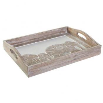 Bandeja de Aperitivos DKD Home Decor Tallado 40,5 x 30,5 x 7 cm Elefante Marrón Indio