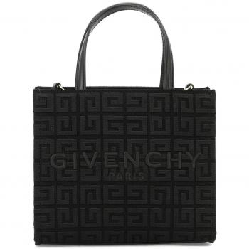 Givenchy Women's Mini G-Tote Shopping Bag in 4G Embroidered Canvas in Black | BB50N0B18Z001