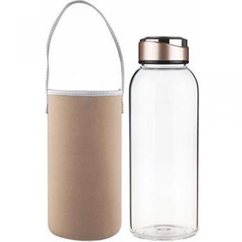 SHBRIFA Botella de Agua de Vidrio de Borosilicato 1000ml / 1500ml, Botella de Agua de Cristal con Funda de Neopreno y Tapa de Acero Inoxidable a Prueba de Fugas