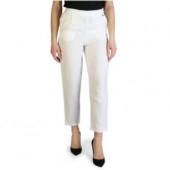 Armani Exchange Women's Cropped White Linen Trousers 3ZYP19_YNBBZ Size 2XS