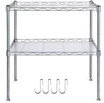 HOMFA Soporte para microondas 2 Estantes Estantería de cocina Acero Carbono 54*34*58cm Plata