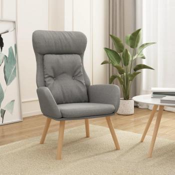 Sillón de relax de tela gris claro, gris oscuro y crema - Sillón cómodo para dormitorio y sala de estar