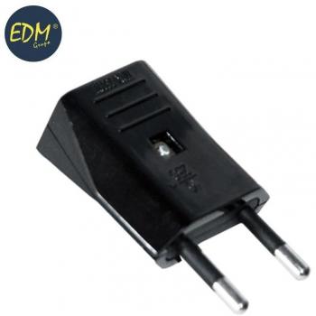 Clavija 10A 250V Negra envasada EDM
