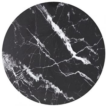 vidaXL Table Top Black Ø50x0.8 cm Tempered Glass with Marble Design