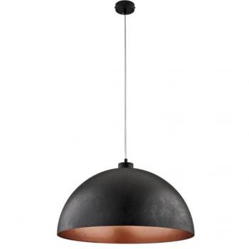 Lámpara de Suspensión Industrial 1 Luz Marcus Lacado Hierro Negro y Cobre Diámetro 50