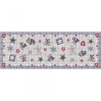 Alfombra Vinílica Antideslizante Bells Gris 52x140 cm - Lavable y Resistente al Calor para Cocina, Salón y Pasillo